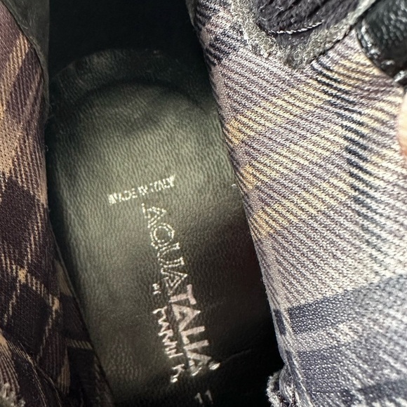 Aquatalia Love Booties Slimline Sexy Black Suede Wedge Belted Ankle Boot Size 11 - Picture 5 of 6